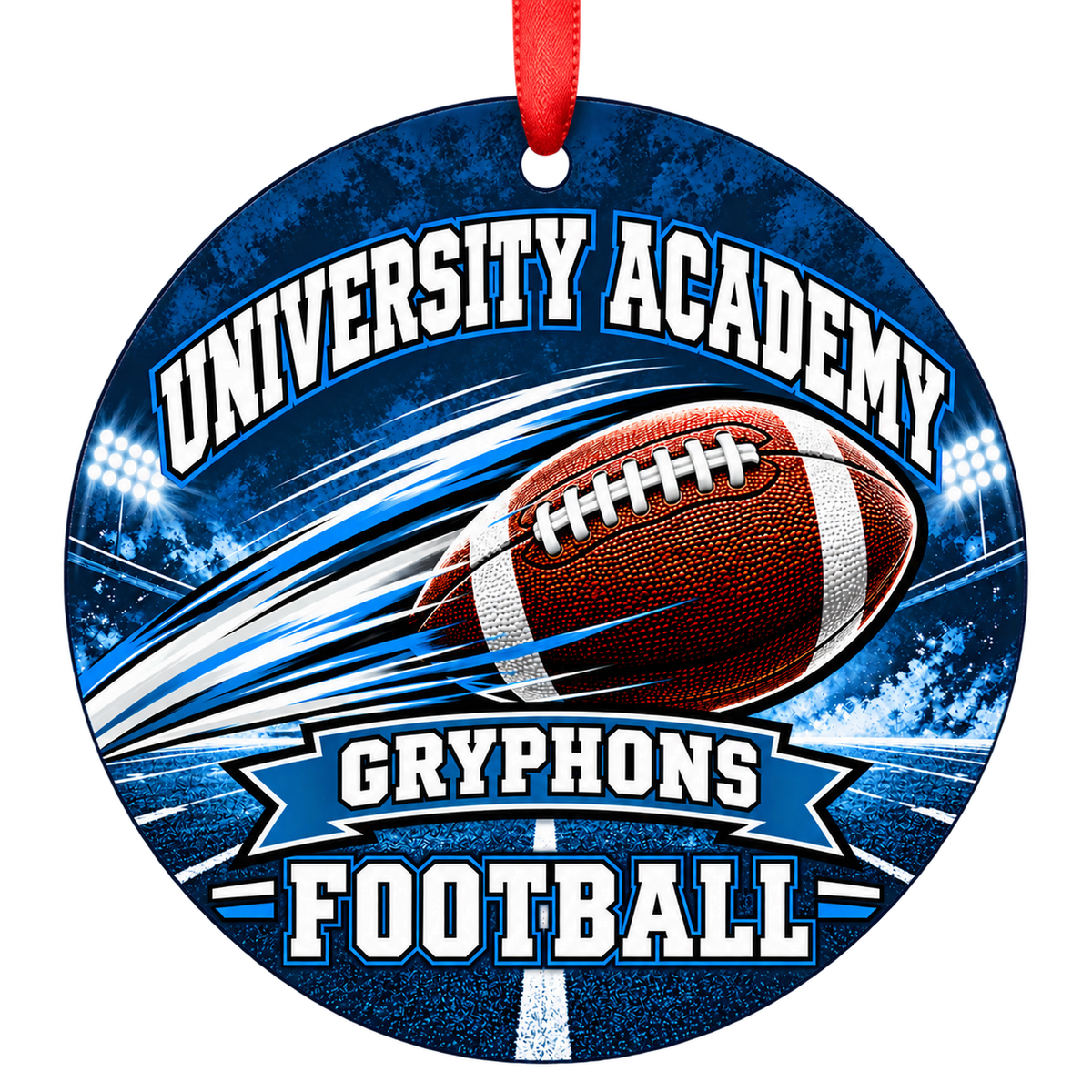 University Academy-Upper Gryphons – Football in Motion 3-inch football ornament, Kansas City, Missouri
