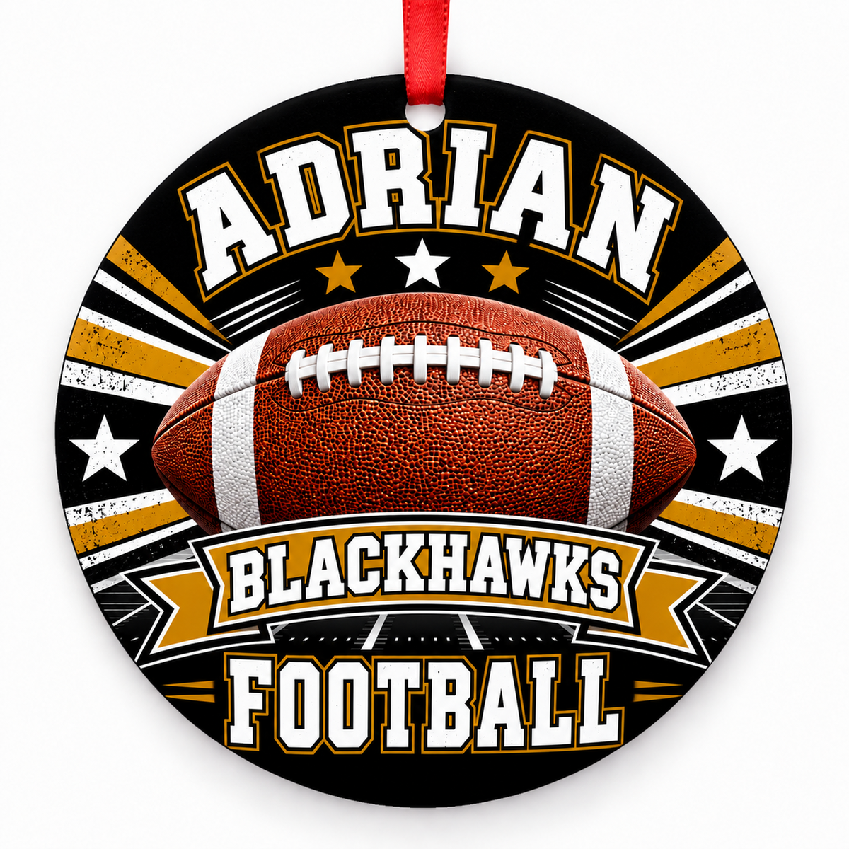 Adrian High School Blackhawks – Classic Football 3-inch football ornament, Adrian, Missouri