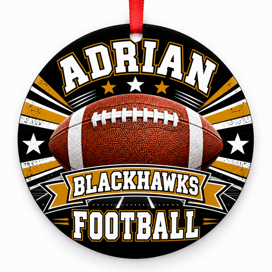 Adrian High School Blackhawks – Classic Football 3-inch football ornament, Adrian, Missouri