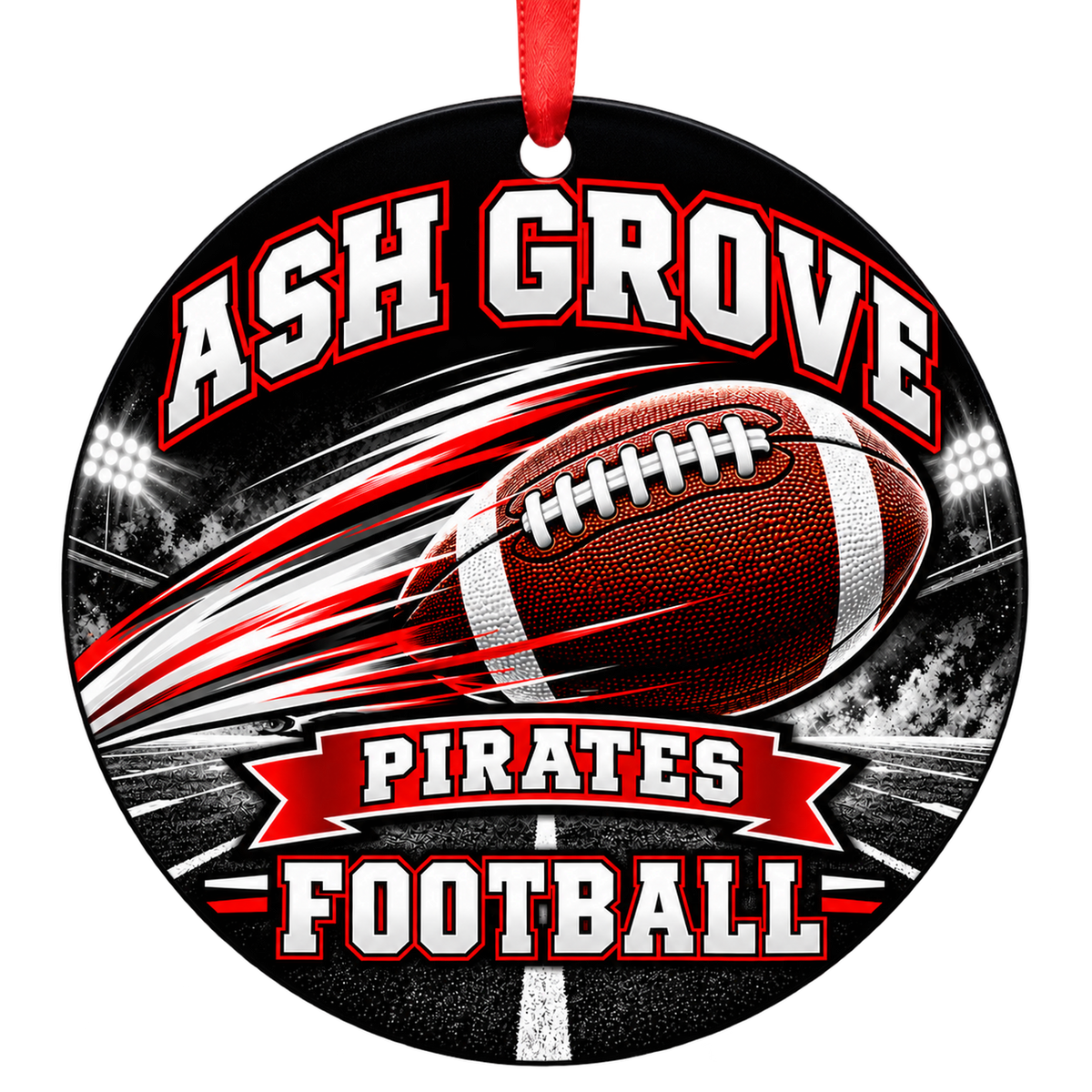 Ash Grove High School Pirates – Football in Motion 3-inch football ornament, Ash Grove, Missouri