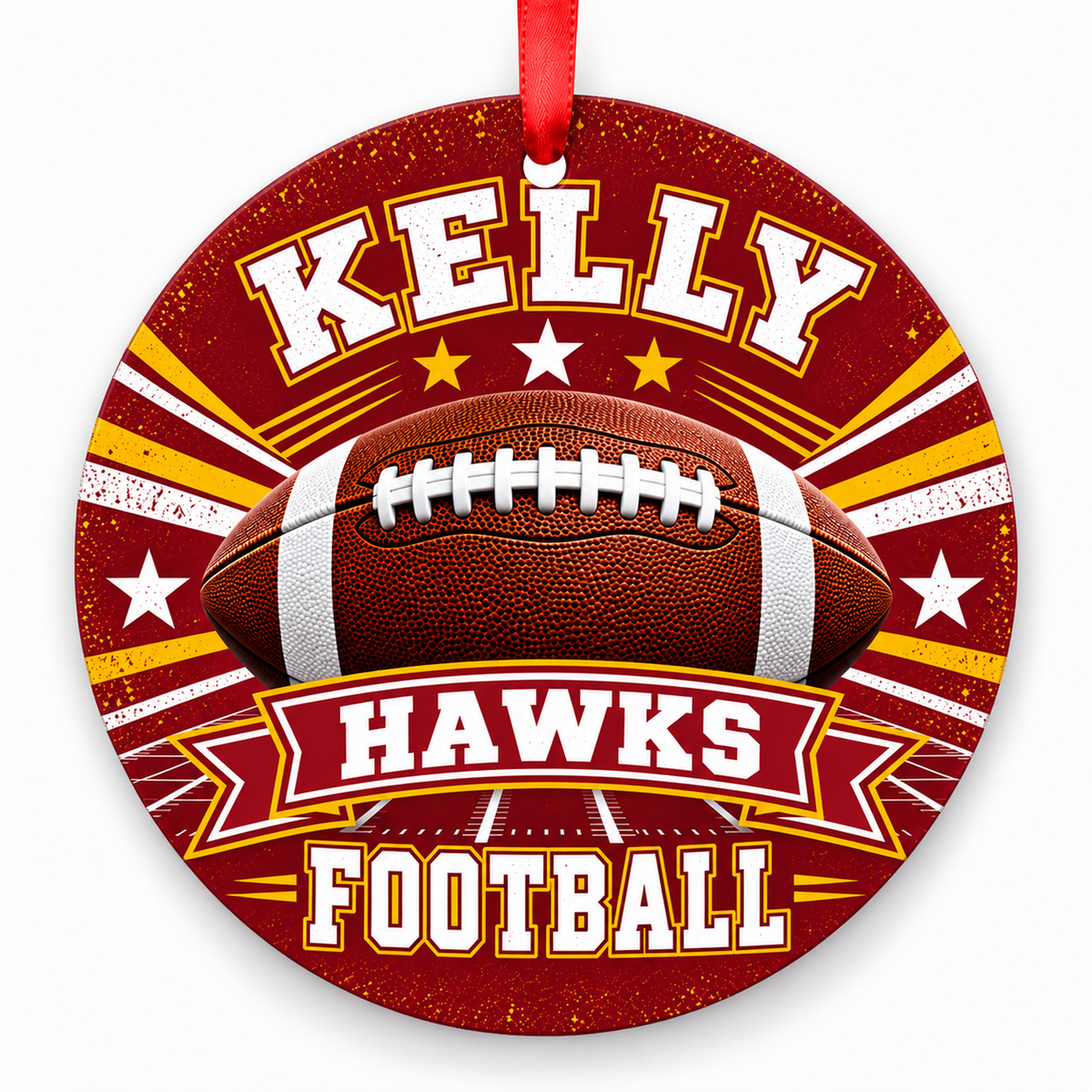 Thomas W. Kelly High School (Kelly) Hawks – Classic Football 3-inch football ornament, BENTON, Missouri