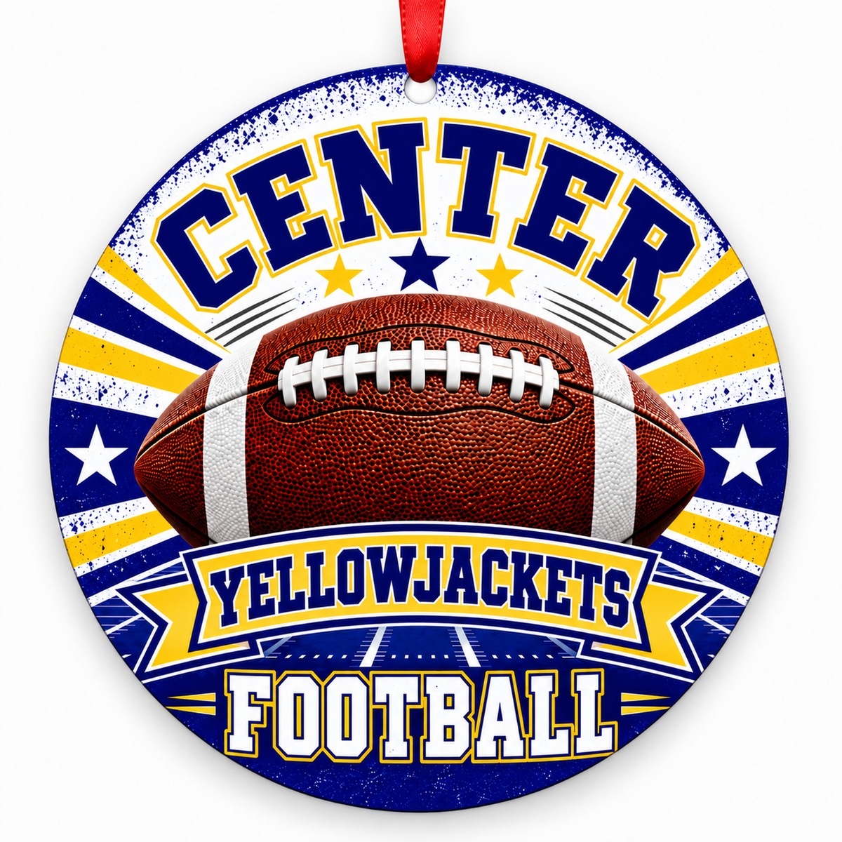 Center Sr. High Yellowjackets Classic Football flat round 3-inch ornament