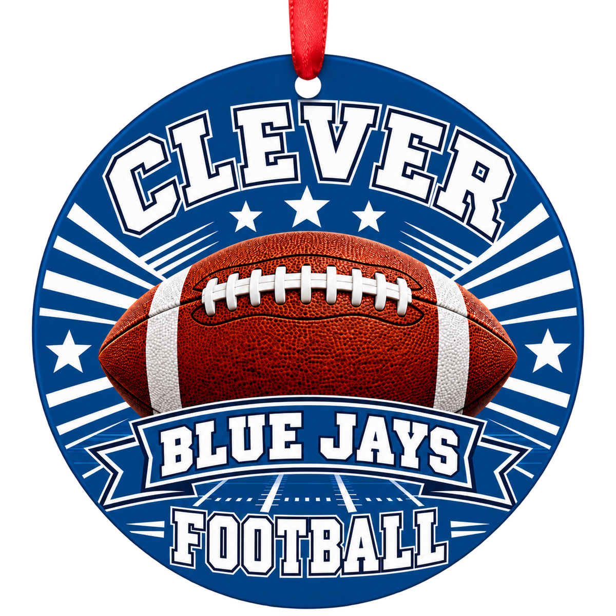 Clever High School Blue Jays – Classic Football 3-inch football ornament, CLEVER, Missouri