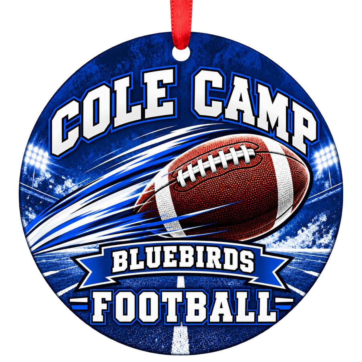 Cole Camp High School Bluebirds – Football in Motion 3-inch football ornament, Cole Camp, Missouri