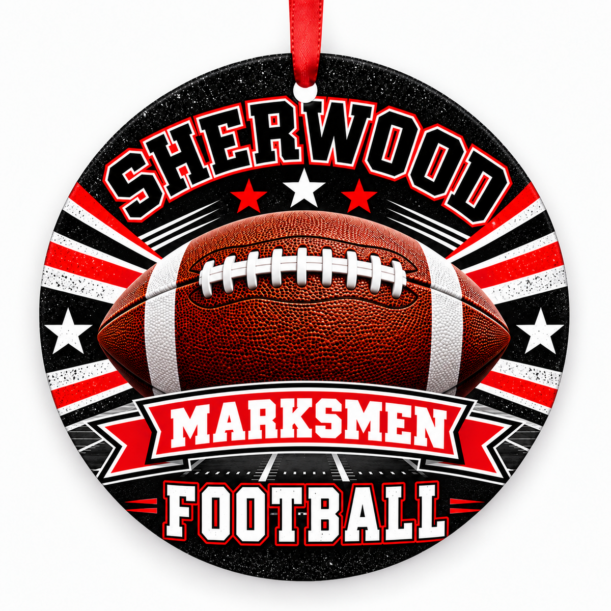 Sherwood High School Marksmen – Classic Football 3-inch football ornament, Creighton, Missouri