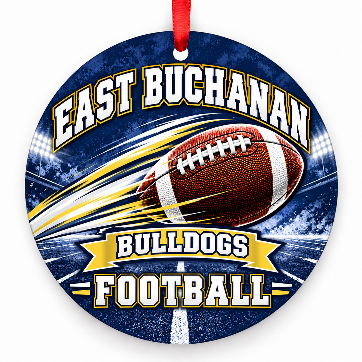 East Buchanan High School Bulldogs – Football in Motion 3-inch football ornament, GOWER, Missouri