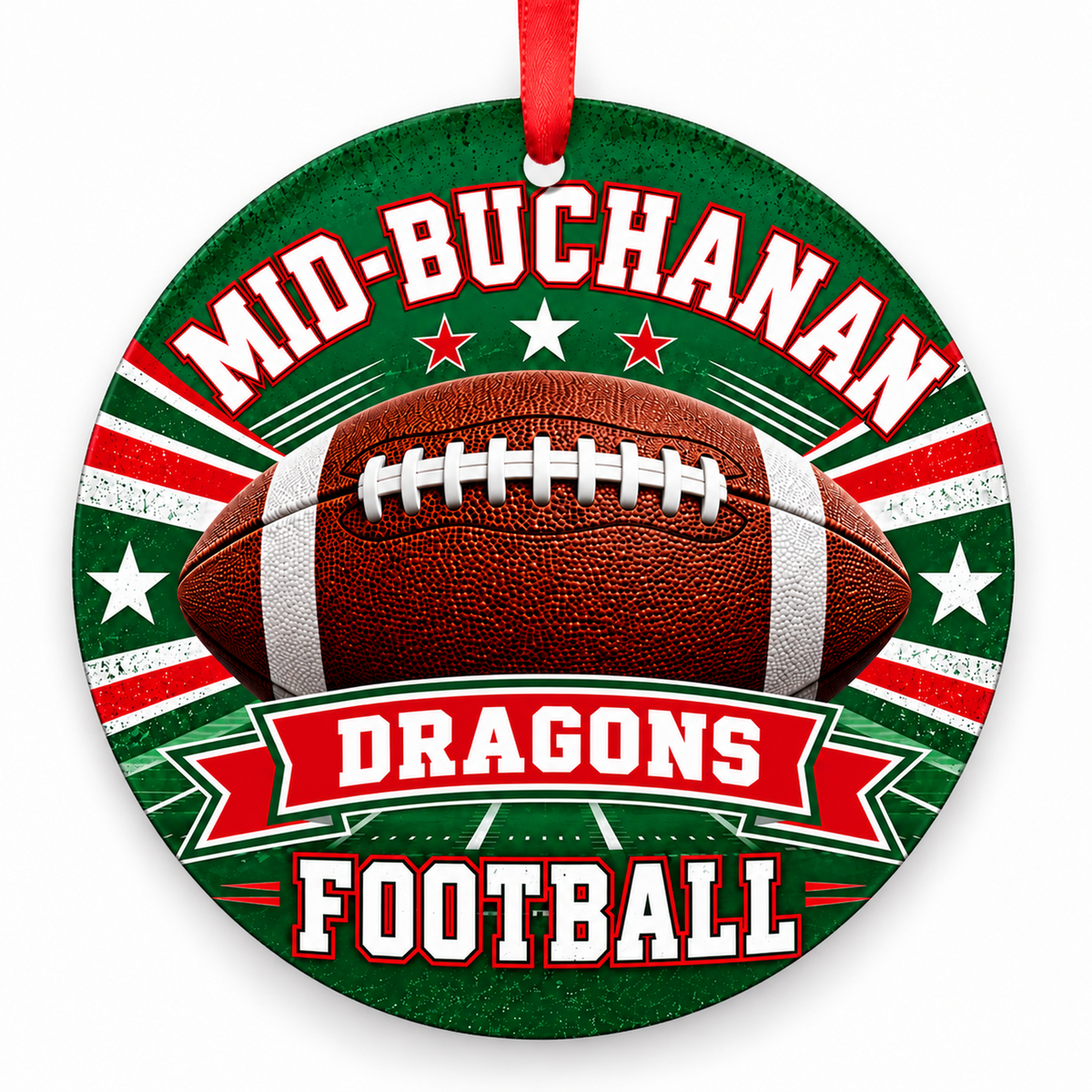 Mid-Buchanan High School Dragons – Classic Football 3-inch football ornament, FAUCETT, Missouri
