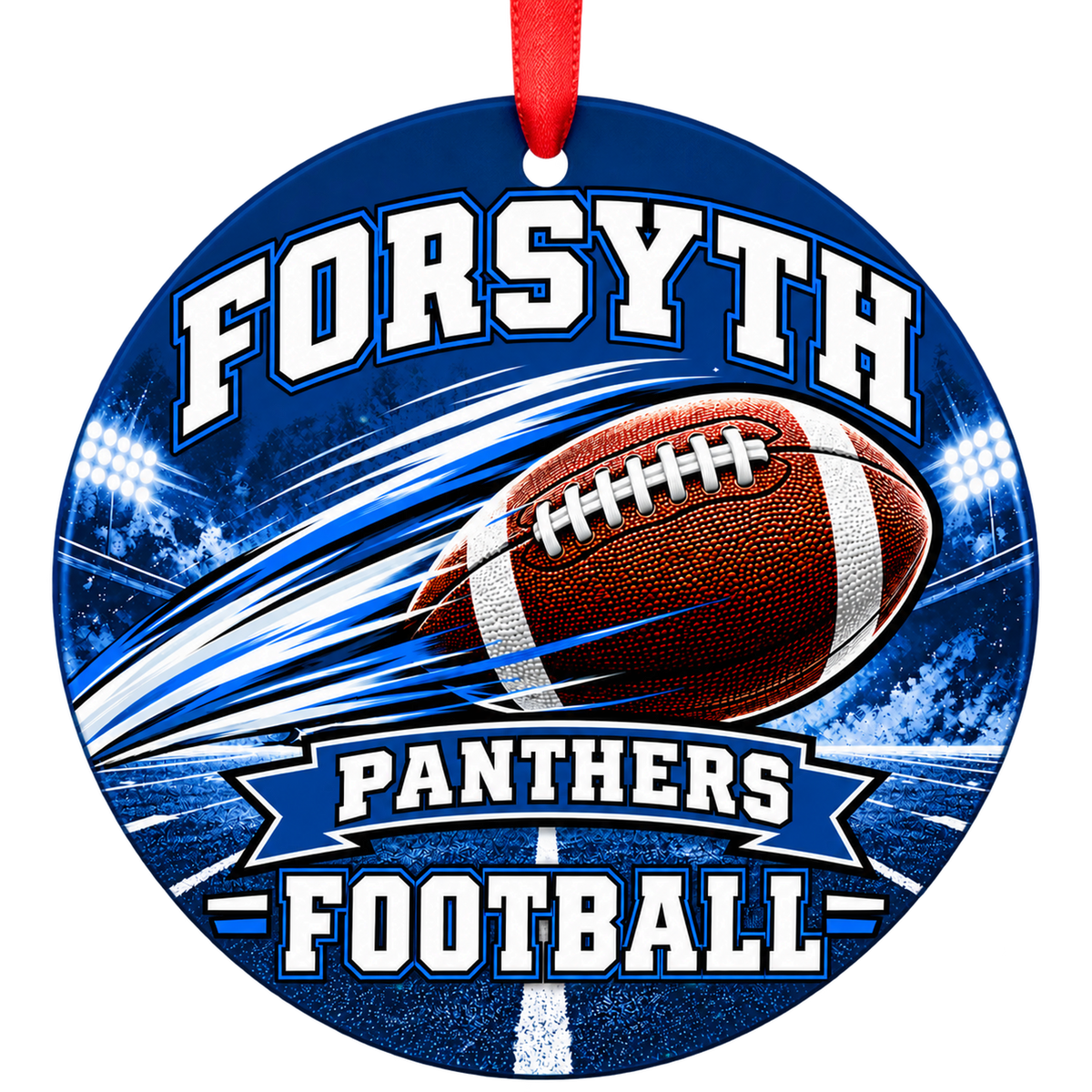 Forsyth High School Panthers – Football in Motion 3-inch football ornament, FORSYTH, Missouri