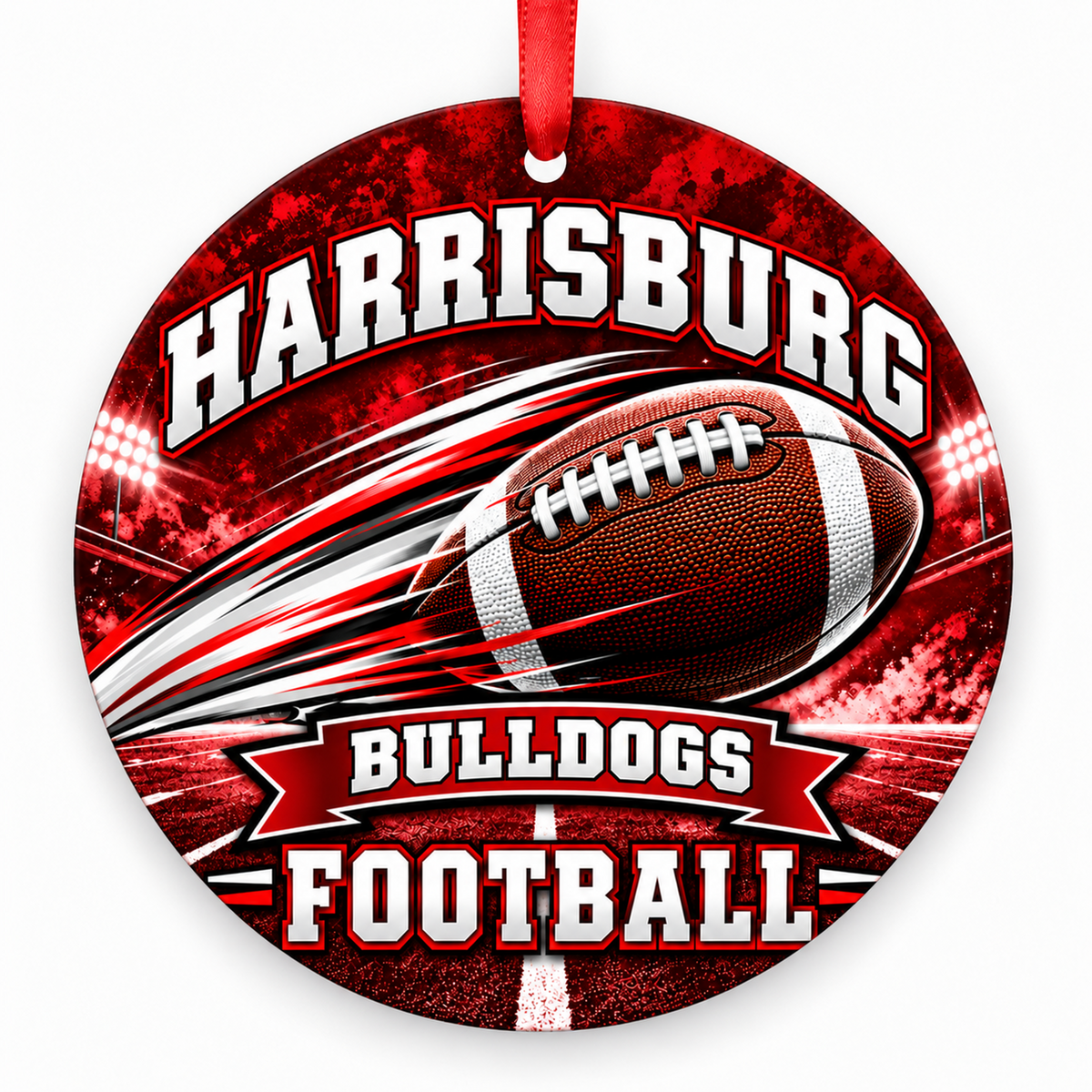 Harrisburg High School Bulldogs – Football in Motion 3-inch football ornament, Harrisburg, Missouri