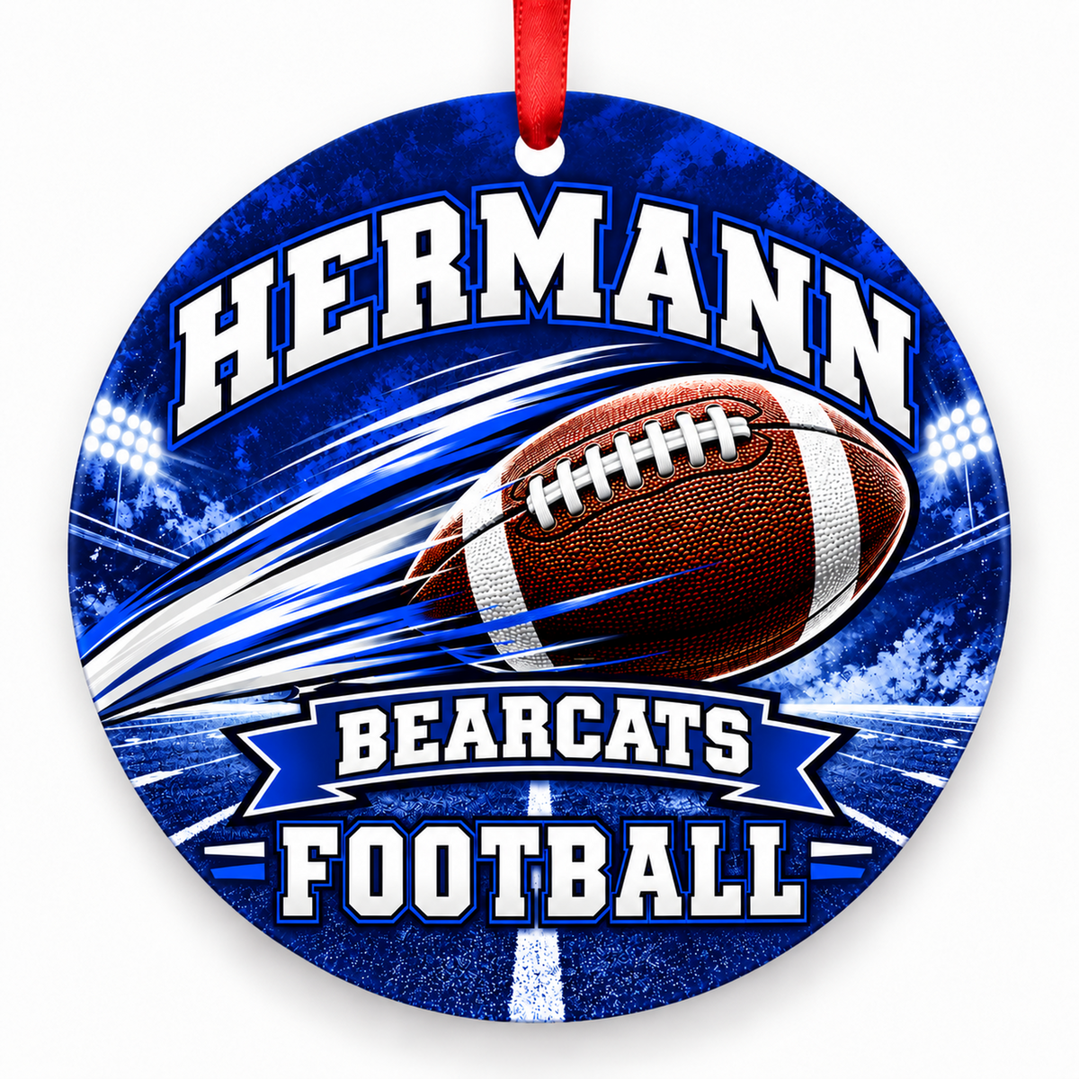 Hermann High School Bearcats – Football in Motion 3-inch football ornament, HERMANN, Missouri