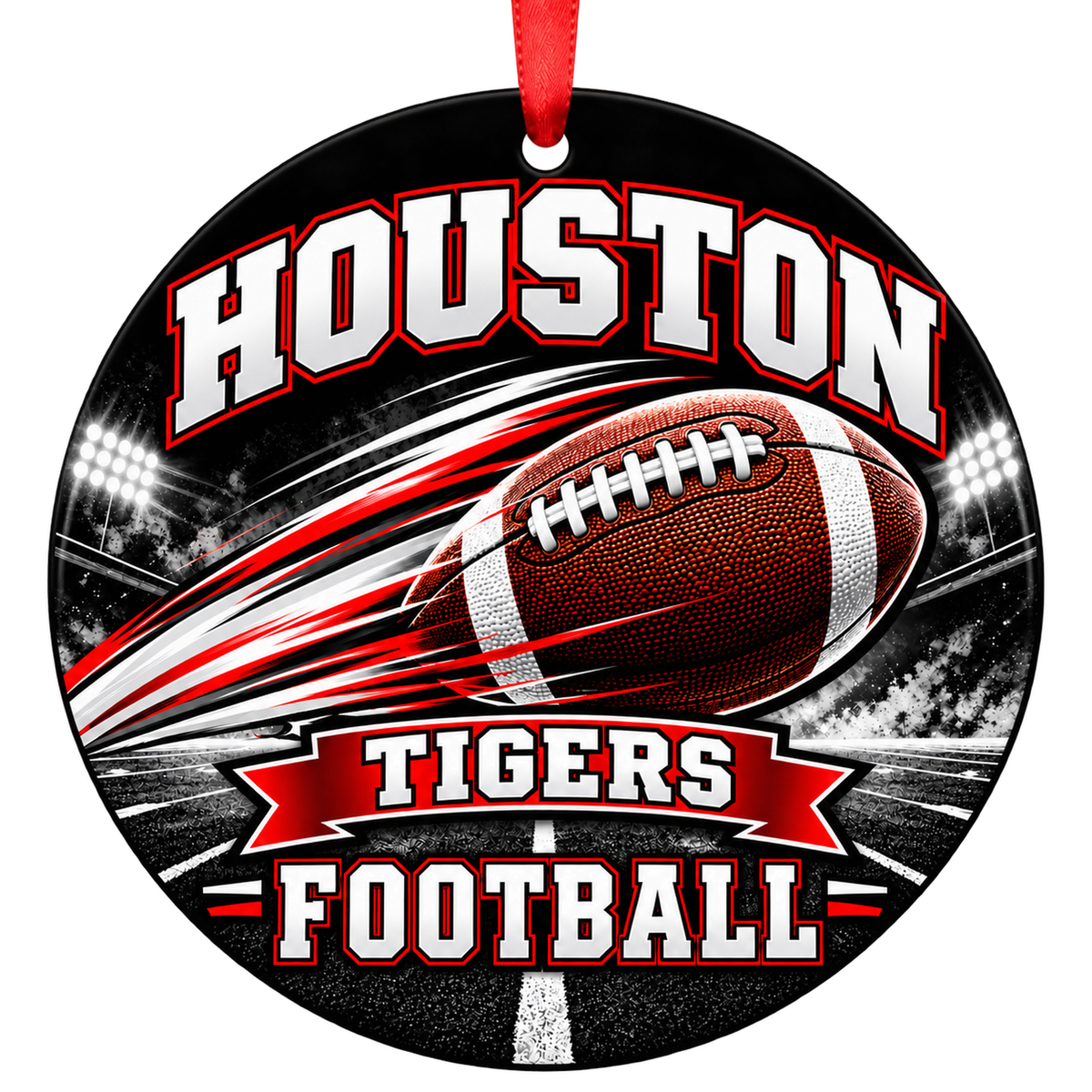 Houston High School Tigers – Football in Motion 3-inch football ornament, HOUSTON, Missouri