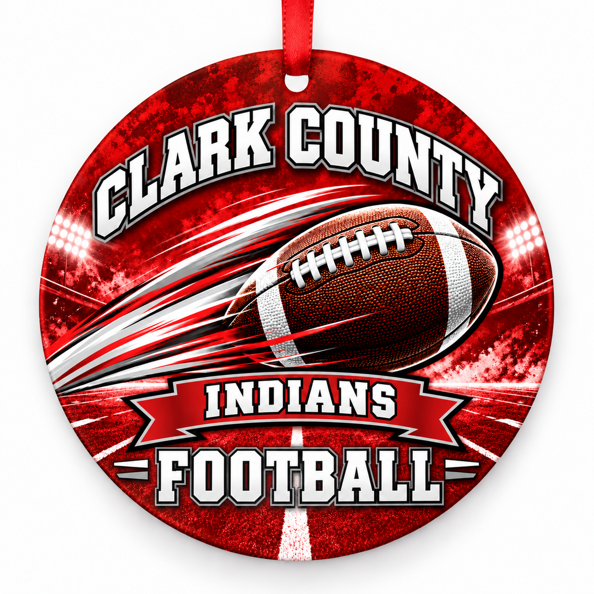 Clark County High School Indians – Football in Motion 3-inch football ornament, KAHOKA, Missouri