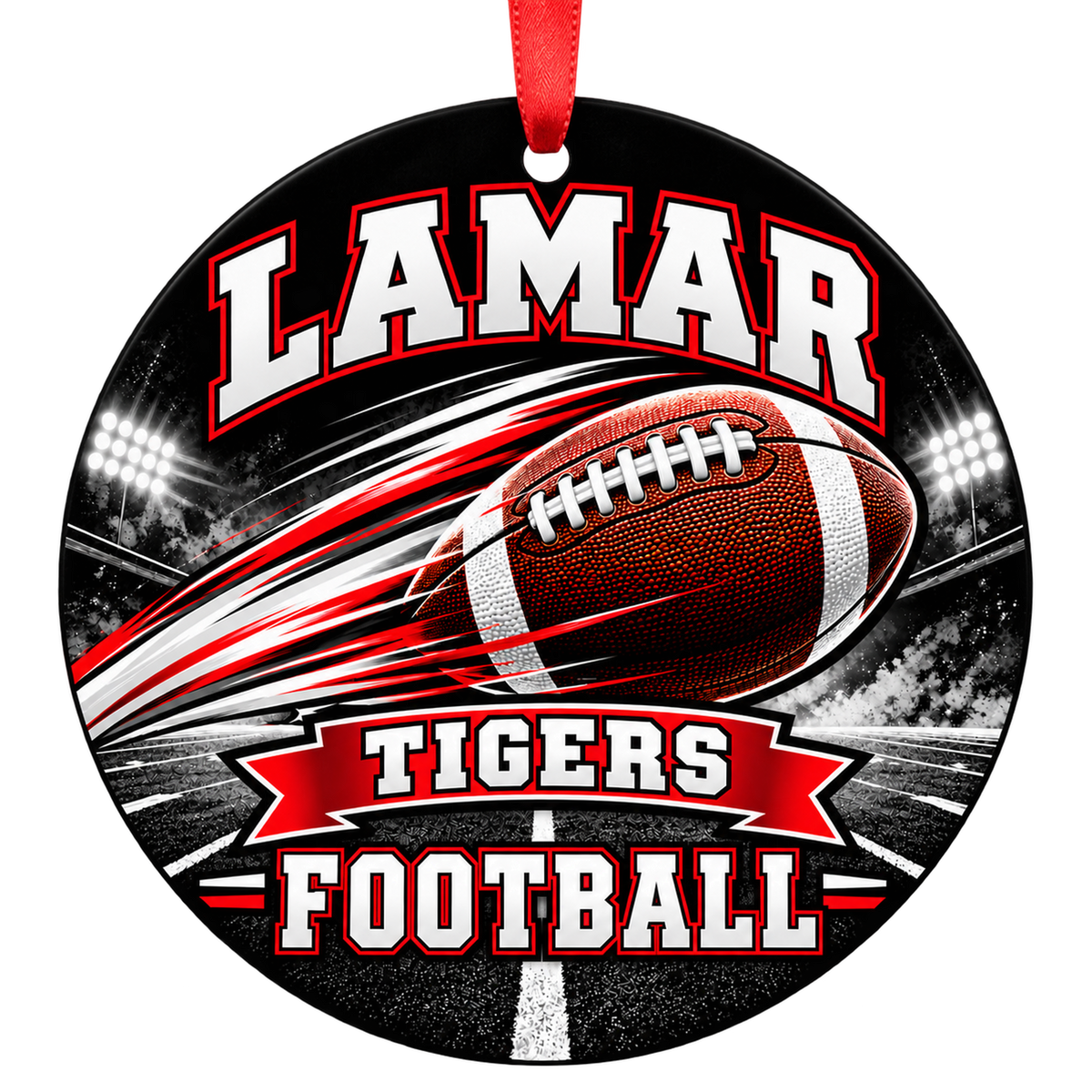 Lamar High School Tigers – Football in Motion 3-inch football ornament, LAMAR, Missouri