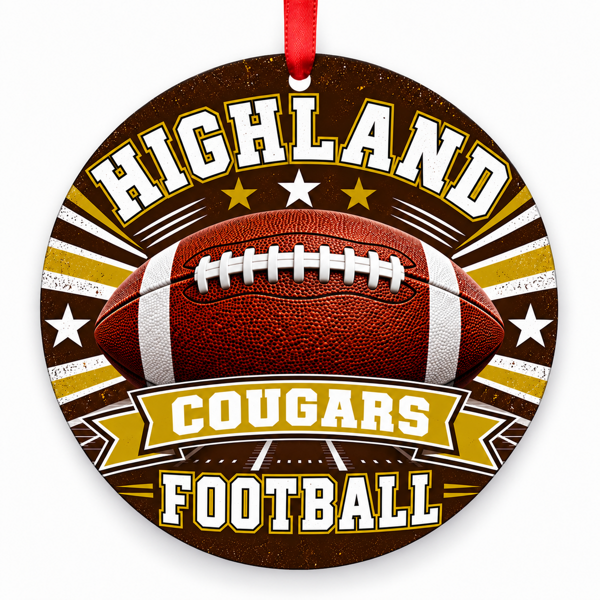 Highland High School Cougars – Classic Football 3-inch football ornament, LEWISTOWN, Missouri