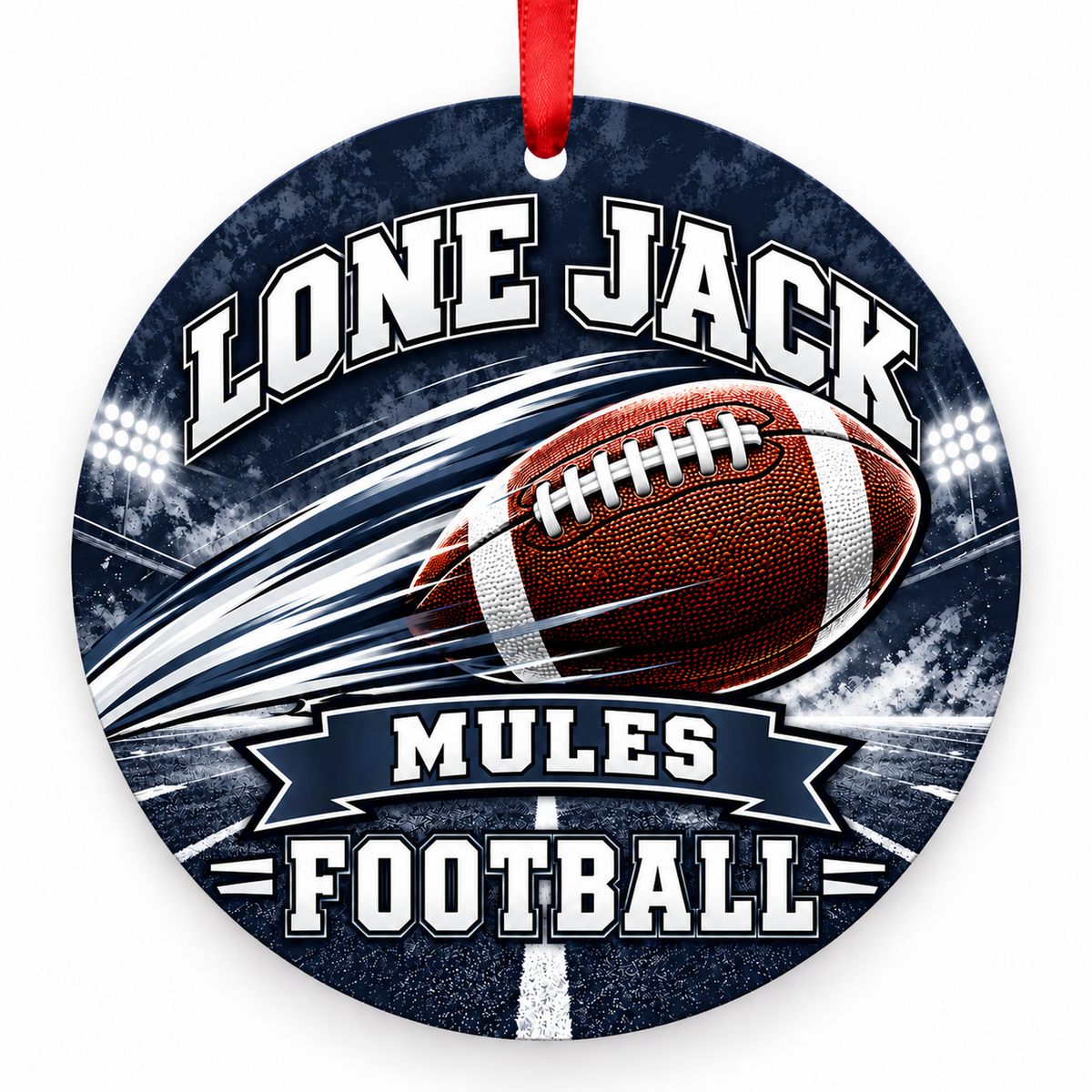 Lone Jack High School Mules – Football in Motion 3-inch football ornament, LONE JACK, Missouri