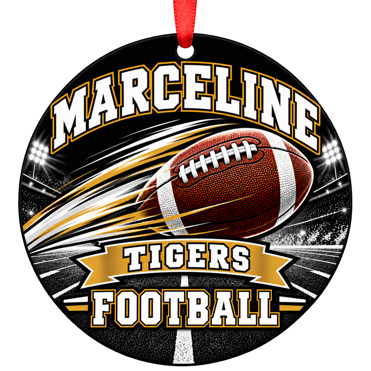 Marceline High School Tigers – Football in Motion 3-inch football ornament, Marceline, Missouri