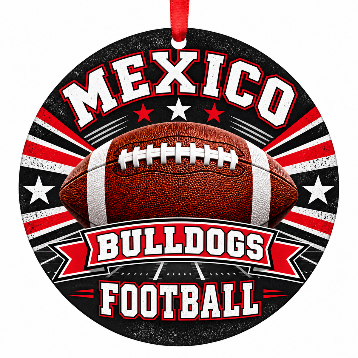 Mexico High Bulldogs Classic Football flat round 3-inch ornament