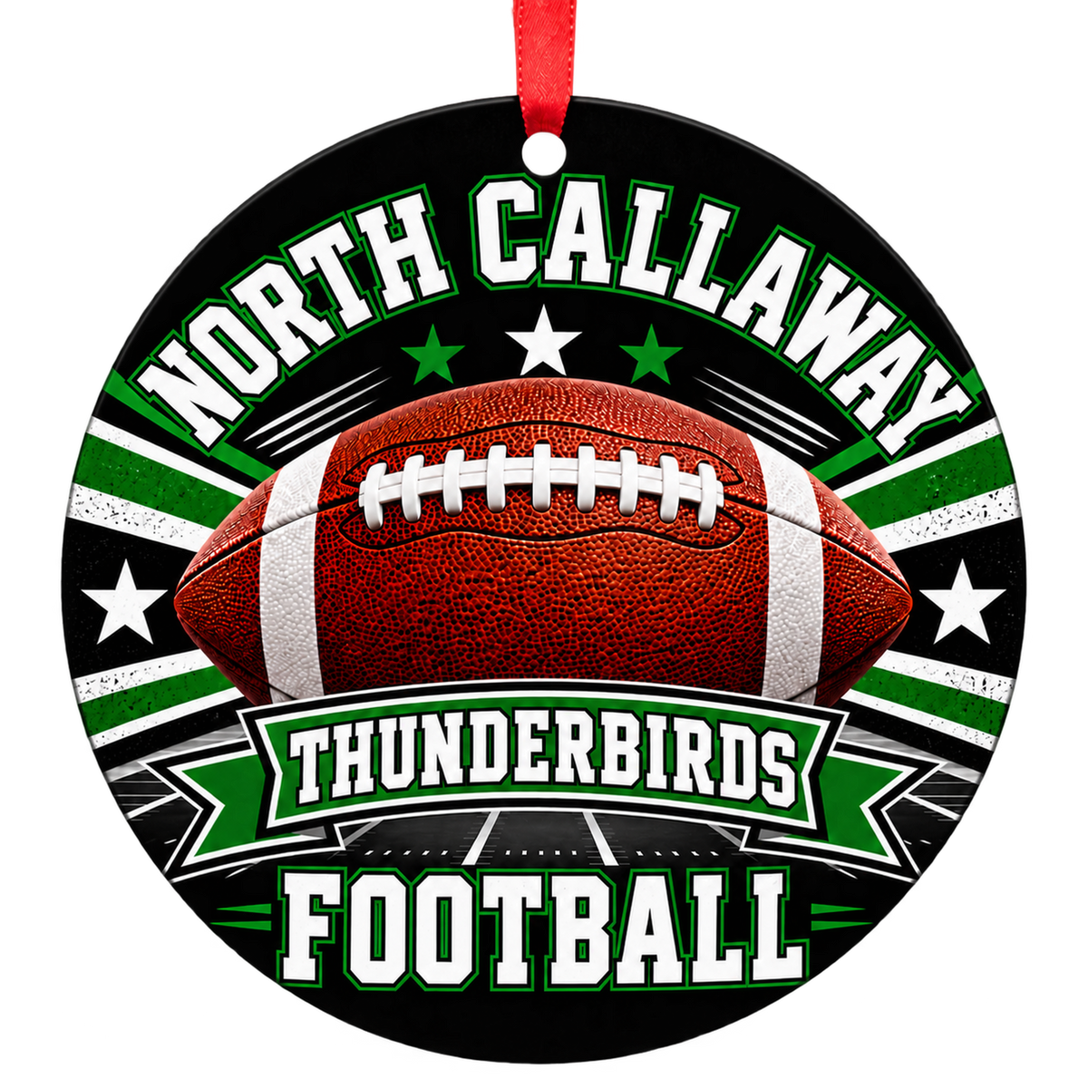 North Callaway High School Thunderbirds – Classic Football 3-inch football ornament, KINGDOM CITY, Missouri