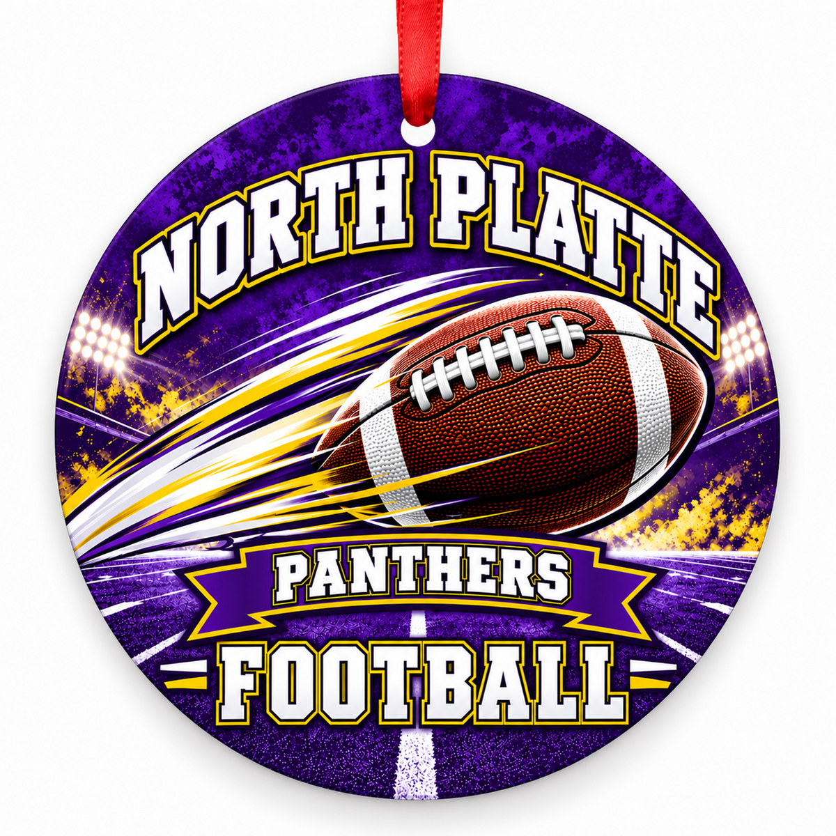 North Platte High School Panthers – Football in Motion 3-inch football ornament, Dearborn, Missouri