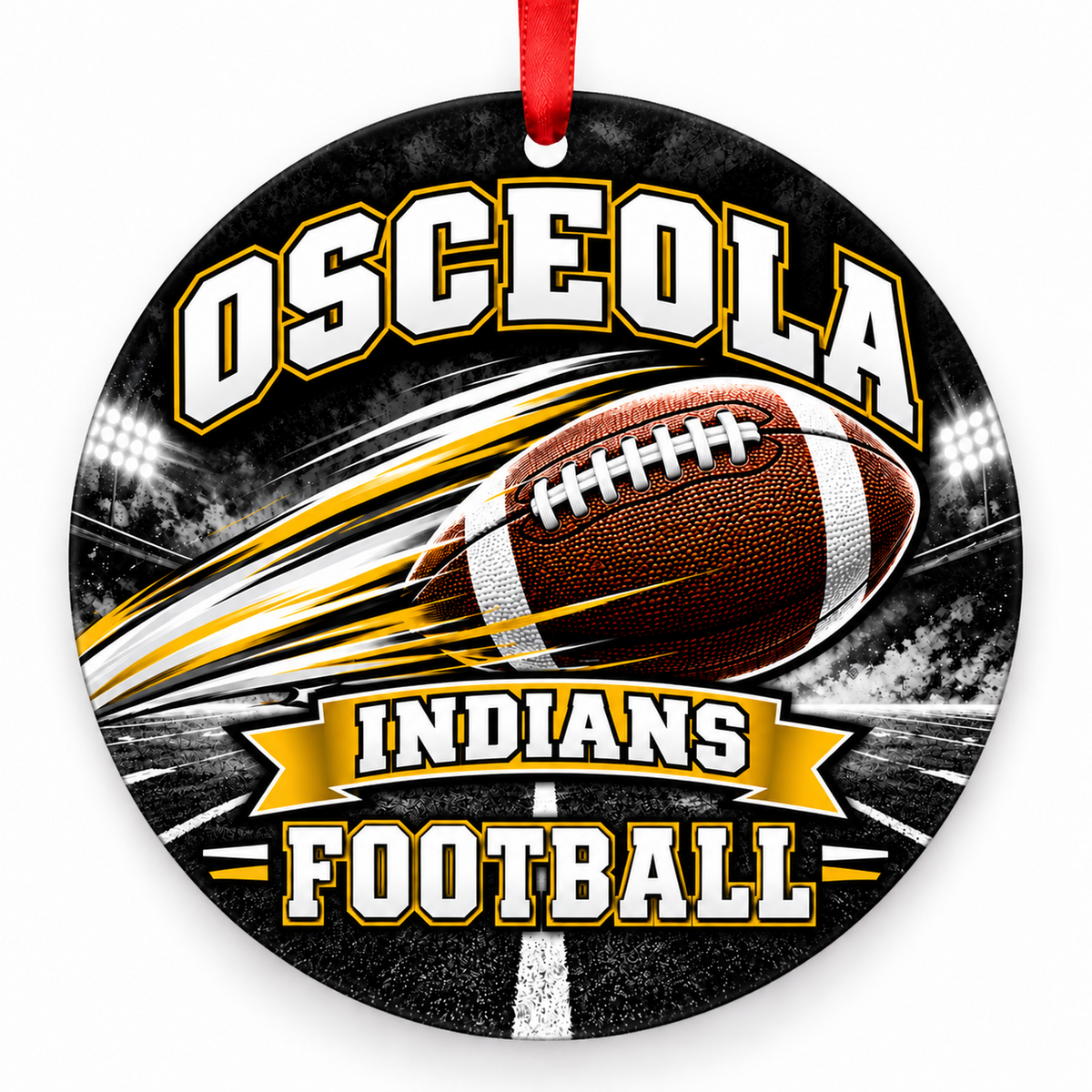 Osceola High School Indians – Football in Motion 3-inch football ornament, Osceola, Missouri