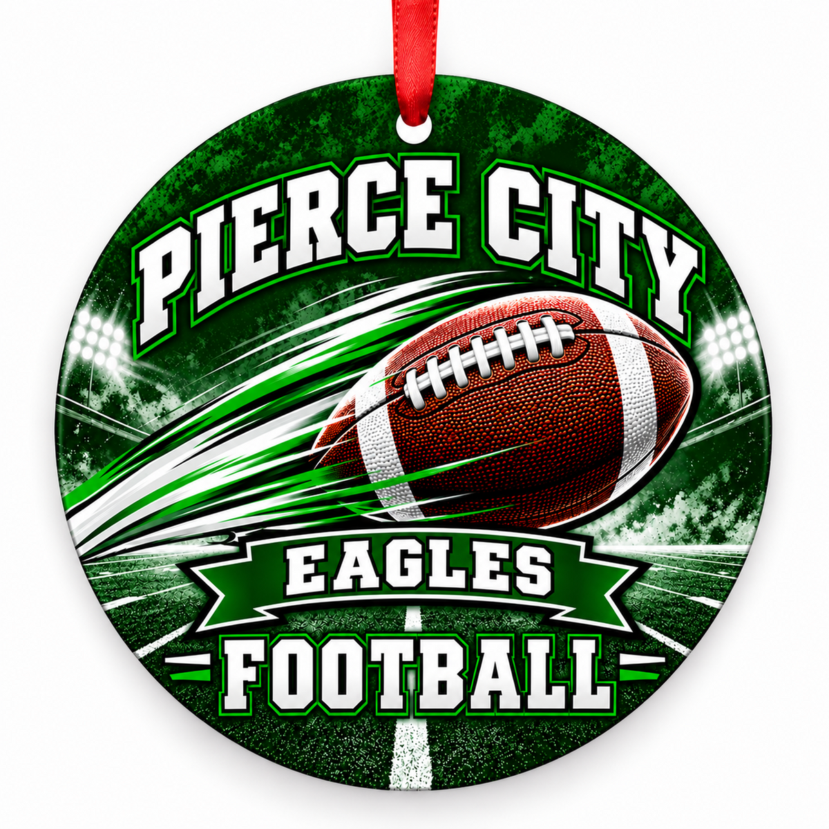 Pierce City High School Eagles – Football in Motion 3-inch football ornament, Pierce City, Missouri