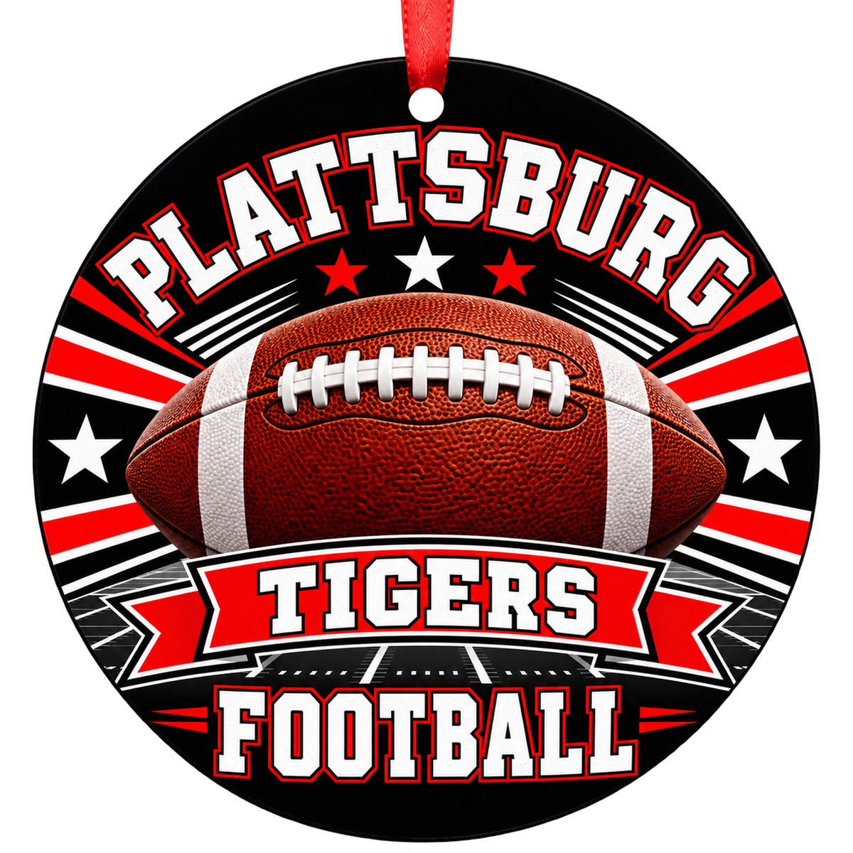 Plattsburg High School Tigers – Classic Football 3-inch football ornament, Plattsburg, Missouri