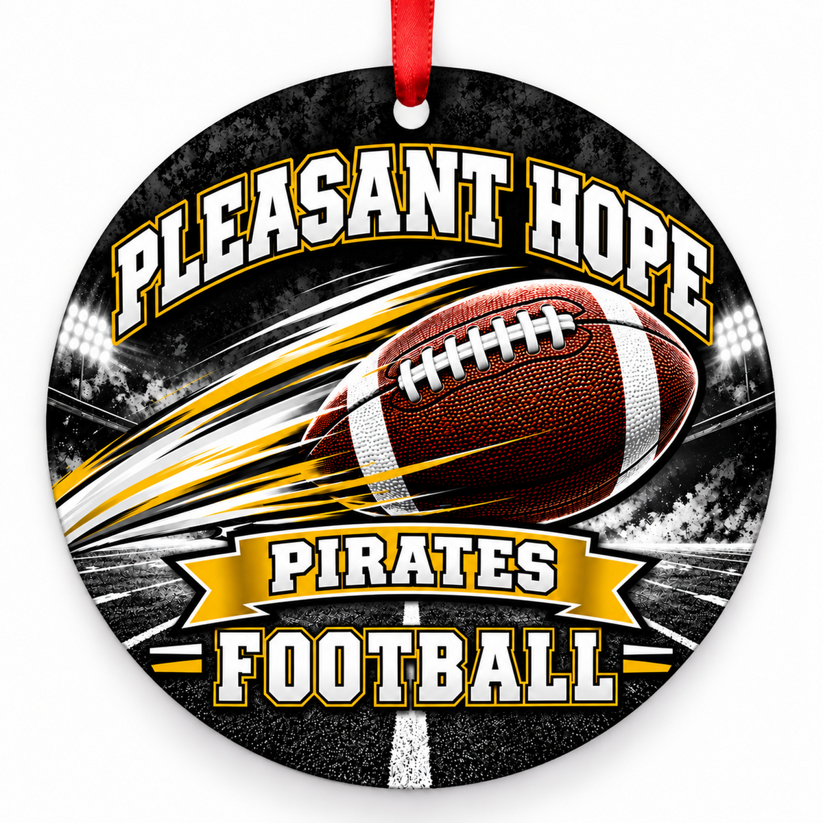 Pleasant Hope High School Pirates – Football in Motion 3-inch football ornament, Pleasant Hope, Missouri