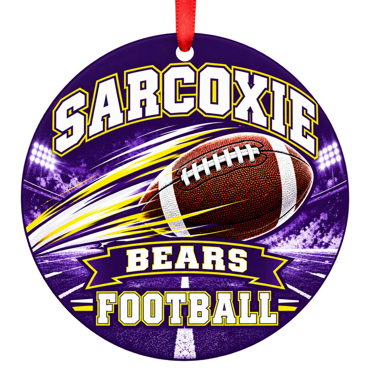 Sarcoxie High School Bears – Football in Motion 3-inch football ornament, Sarcoxie, Missouri