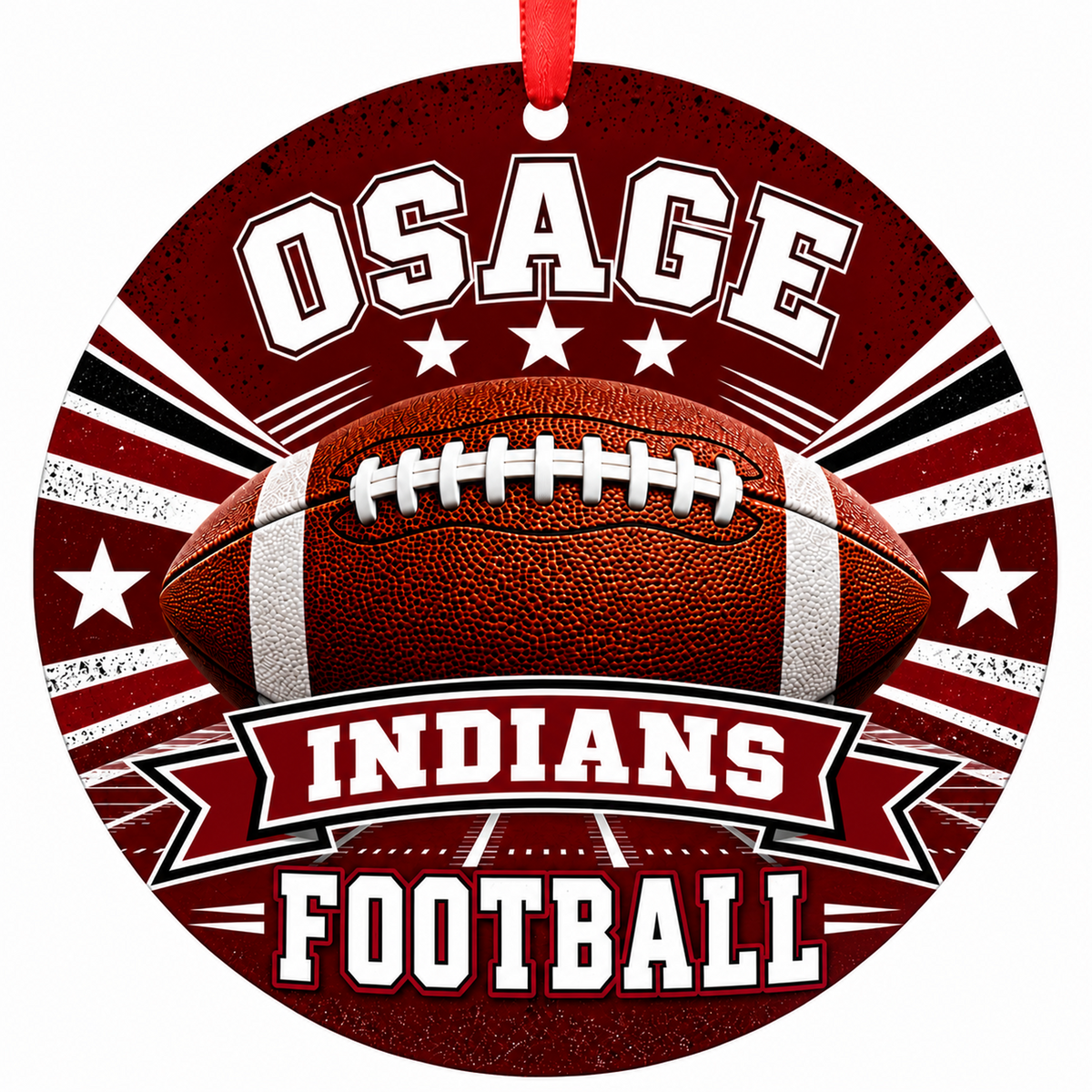 Osage High Indians Classic Football flat round 3-inch ornament