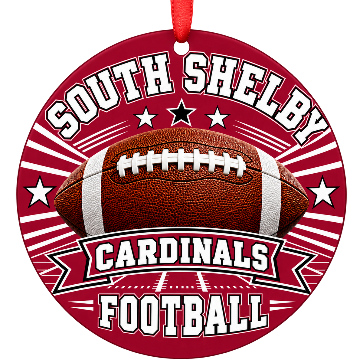 South Shelby High School Cardinals – Classic Football 3-inch football ornament, Shelbina, Missouri