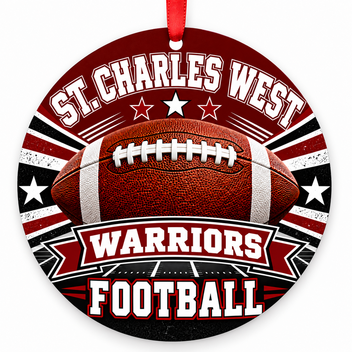 St. Charles West High Warriors Classic Football flat round 3-inch ornament