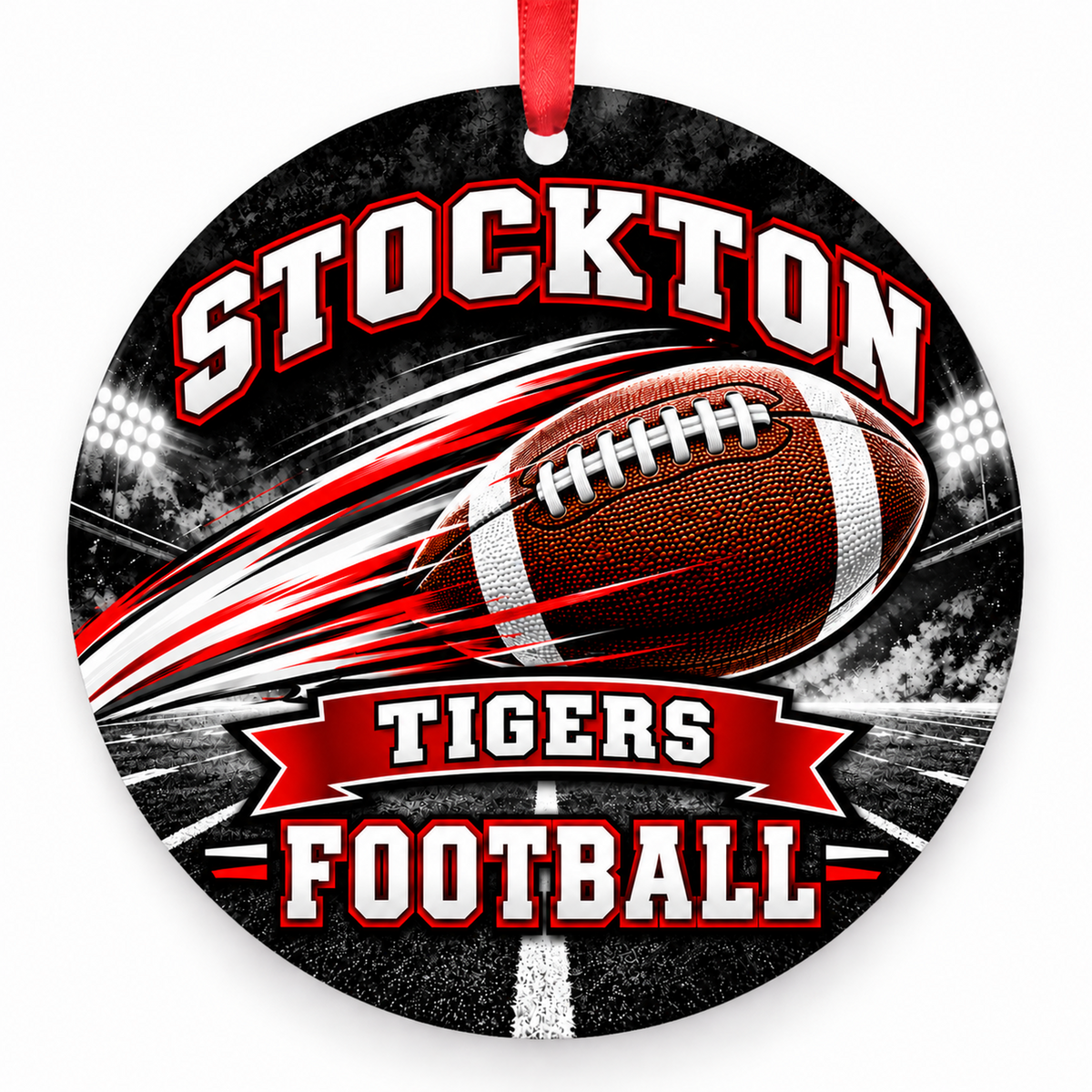 Stockton High School Tigers – Football in Motion 3-inch football ornament, STOCKTON, Missouri