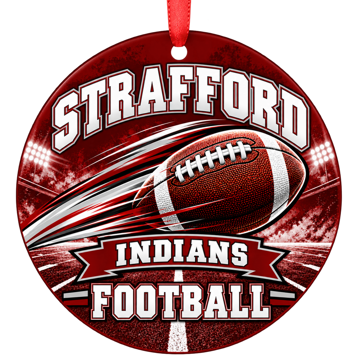Strafford High School Indians – Football in Motion 3-inch football ornament, STRAFFORD, Missouri