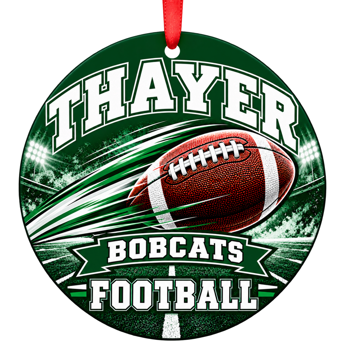 Thayer High School Bobcats – Football in Motion 3-inch football ornament, Thayer, Missouri