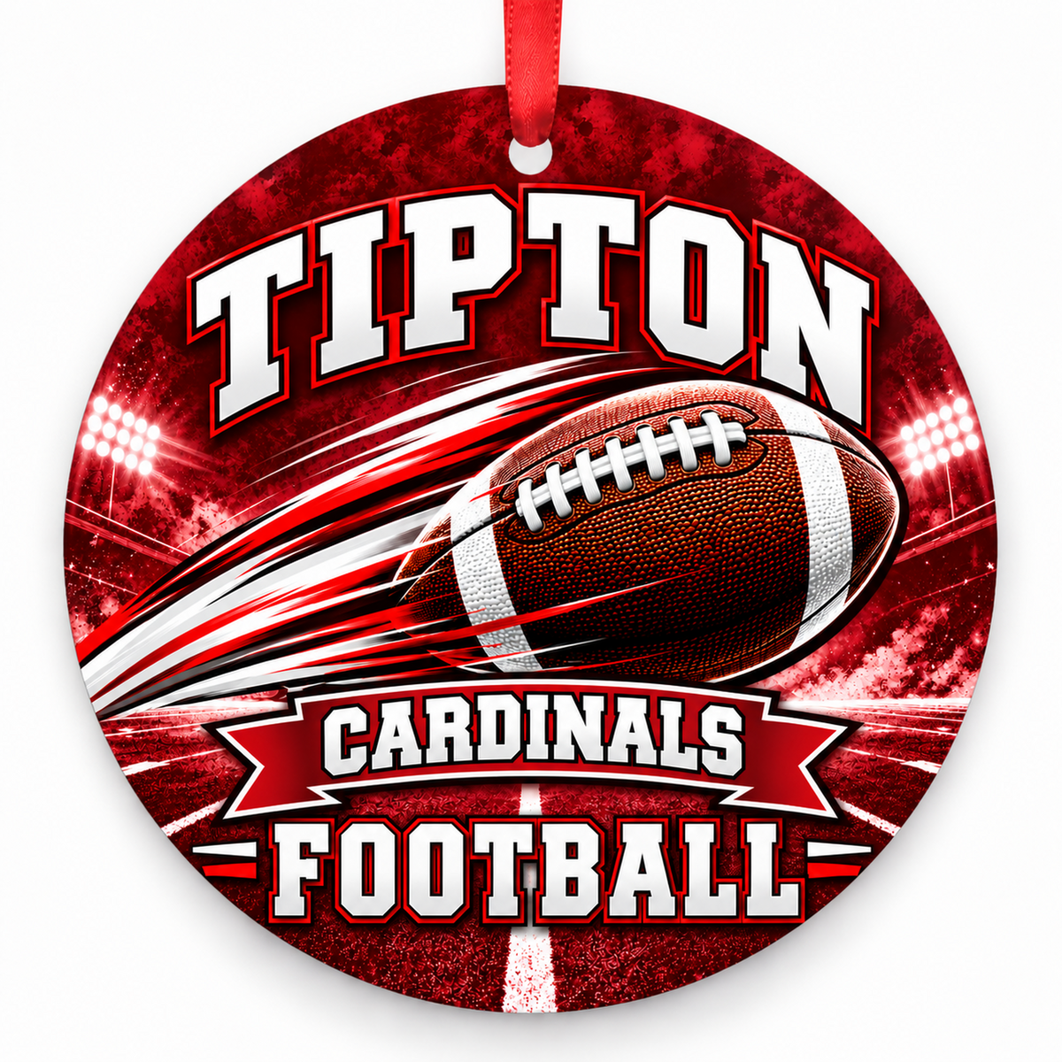 Tipton High School Cardinals – Football in Motion 3-inch football ornament, Tipton, Missouri
