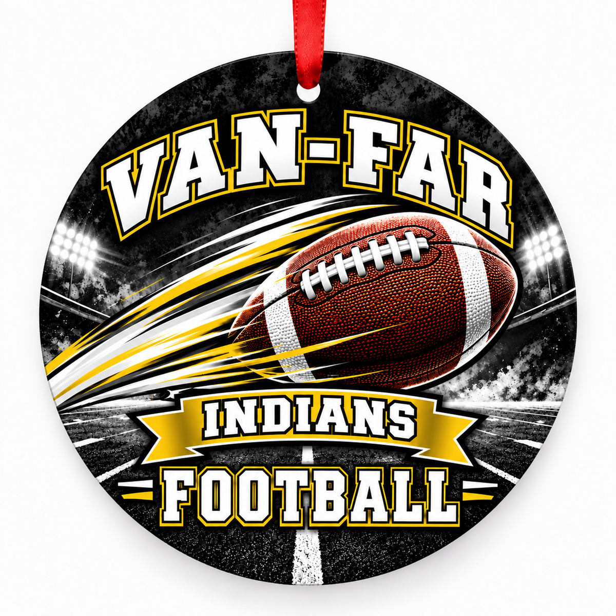 Van-Far High School Indians – Football in Motion 3-inch football ornament, Vandalia, Missouri