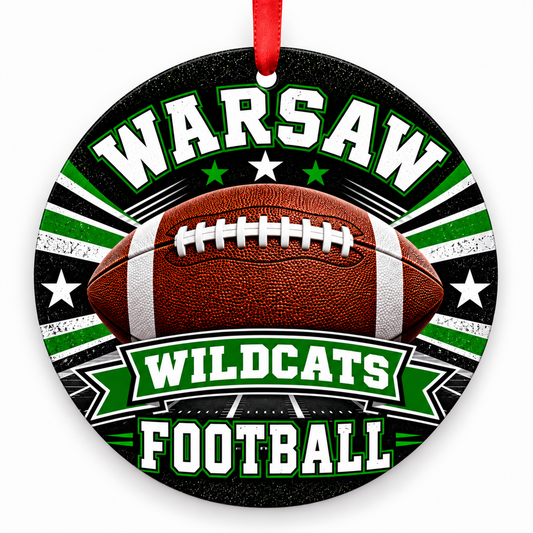 Warsaw High School Wildcats – Classic Football 3-inch football ornament, WARSAW, Missouri