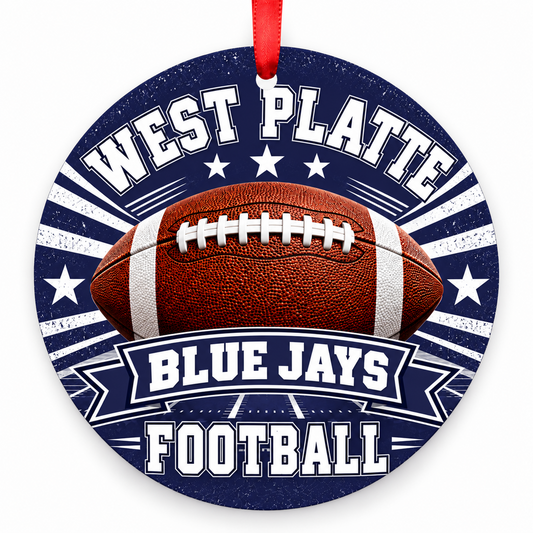 West Platte High School Blue Jays – Classic Football 3-inch football ornament, Weston, Missouri