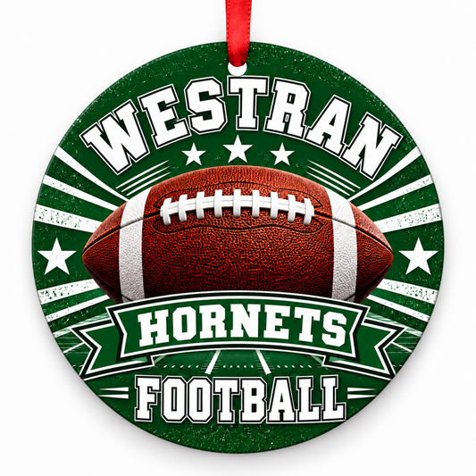 Westran High School Hornets – Classic Football 3-inch football ornament, Huntsville, Missouri