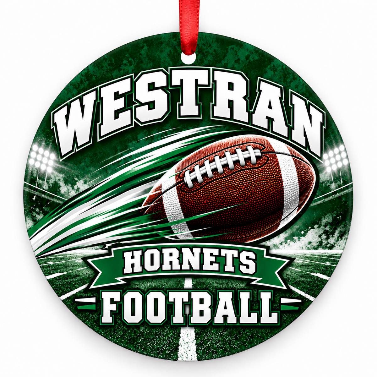 Westran High School Hornets – Football in Motion 3-inch football ornament, Huntsville, Missouri