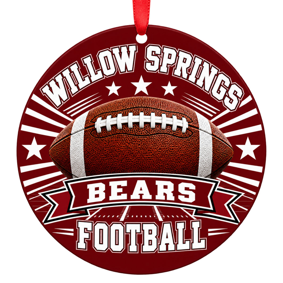 Willow Springs High School Bears – Classic Football 3-inch football ornament, WILLOW SPRINGS, Missouri