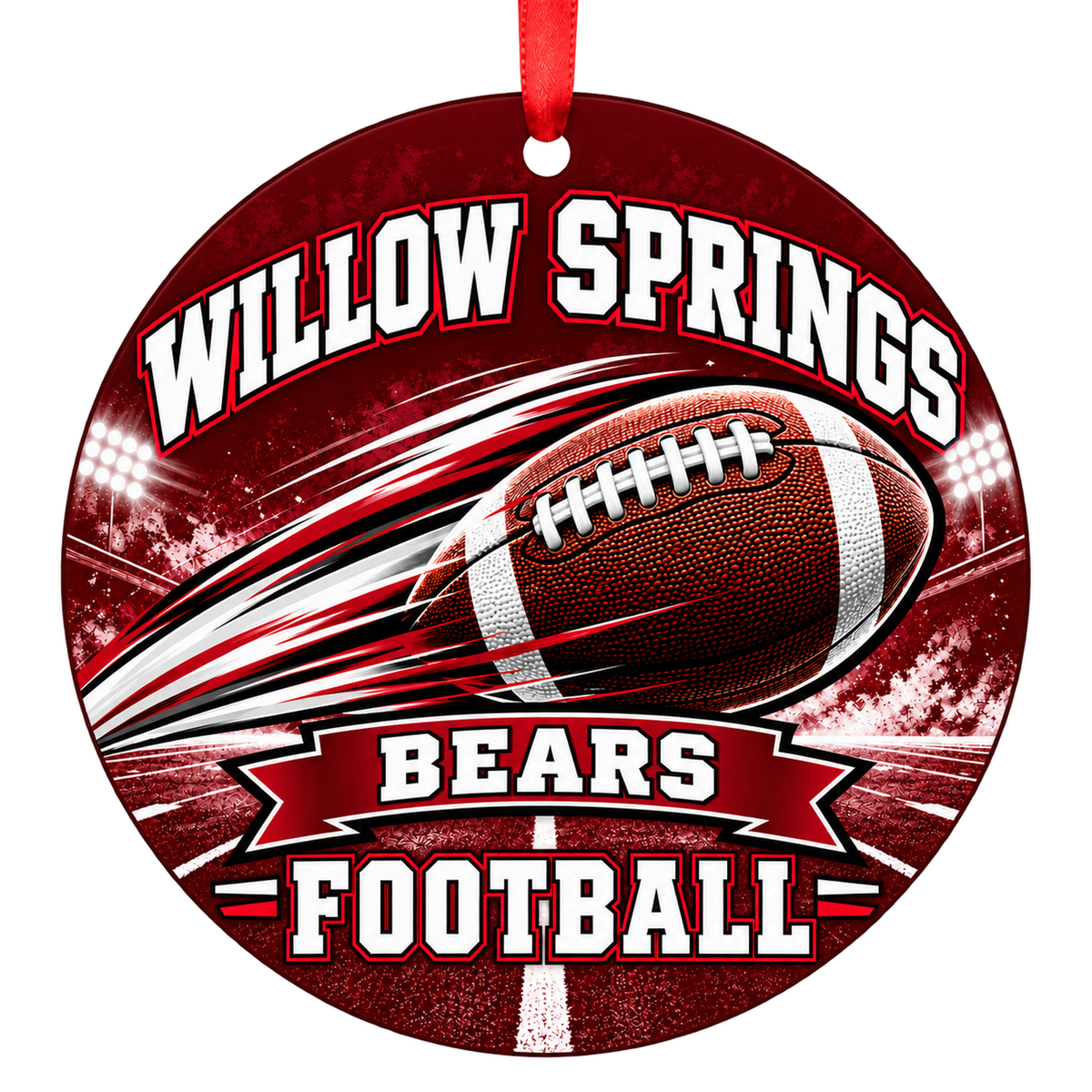 Willow Springs High School Bears – Football in Motion 3-inch football ornament, WILLOW SPRINGS, Missouri