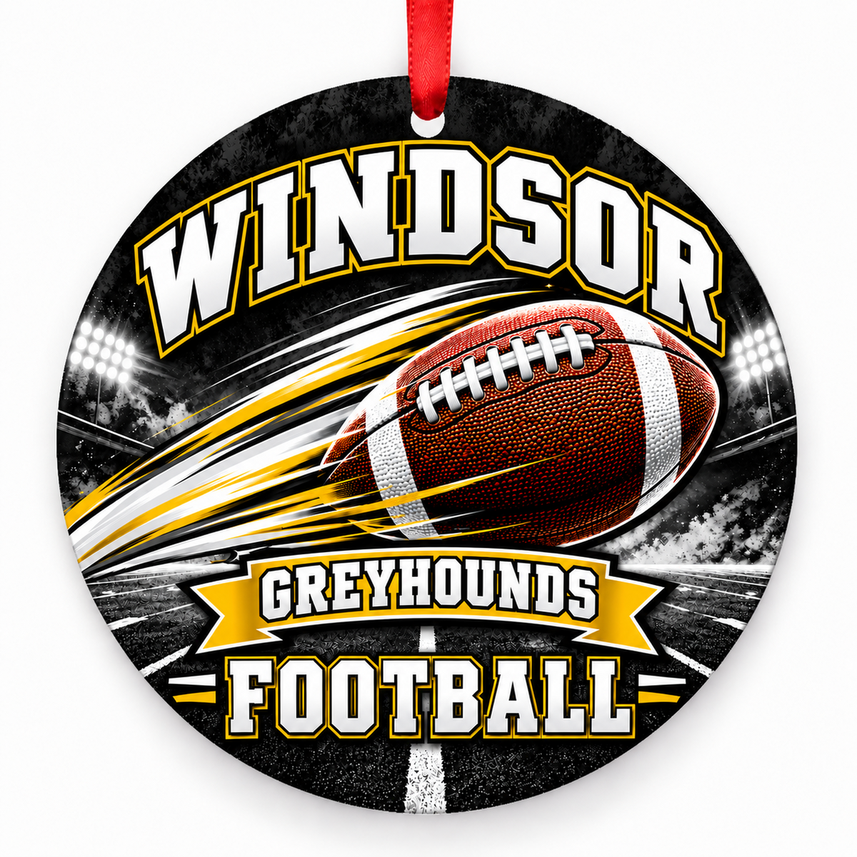 Windsor High School Greyhounds – Football in Motion 3-inch football ornament, Windsor, Missouri