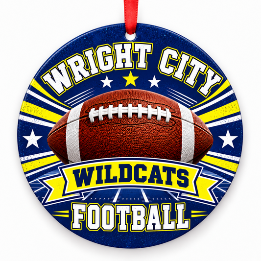 Wright City High School Wildcats – Classic Football 3-inch football ornament, WRIGHT CITY, Missouri