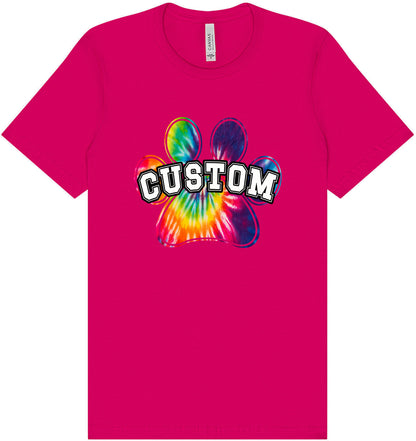 Custom Bright Tie Dye Paw Adult Bella Canvas Shirt
