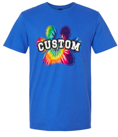 Custom Bright Tie Dye Paw Children's Gildan Soft Shirt