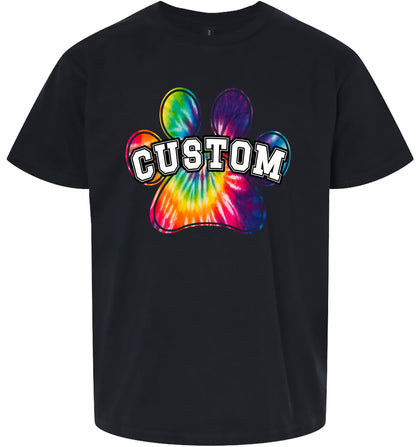 Custom Bright Tie Dye Paw Adult Gildan Soft Shirt