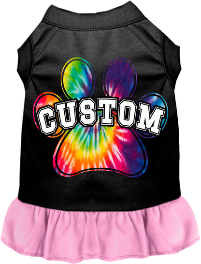 Custom Bright Tie Dye Paw Pet Dress
