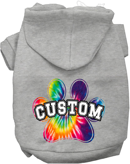 Custom Bright Tie Dye Paw Pet Hoodie