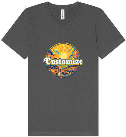 Custom Trippy Peaks Unisex V-Neck Shirt